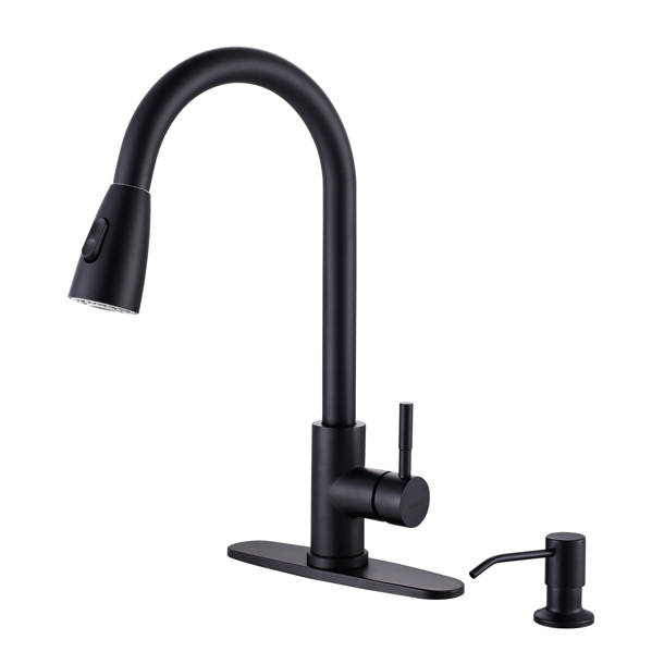 WOWOW Pull Out Kitchen Faucet with Soap Dispenser | Wayfair
